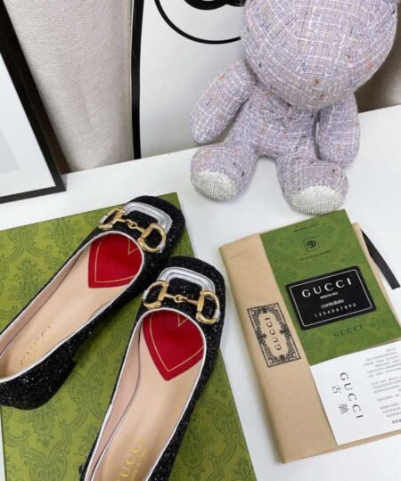 Alternative view of Gucci Lovelight Crystal Ballet Flat With Horsebit Black For Women GG