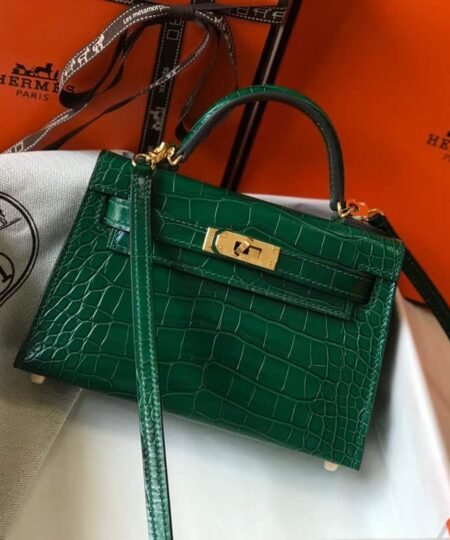 Alternative view of Hermes Mini Kelly 19 Green Crocodile Bag For Women, Women's Handbags, Shoulder Bags 7.5in/19cm
