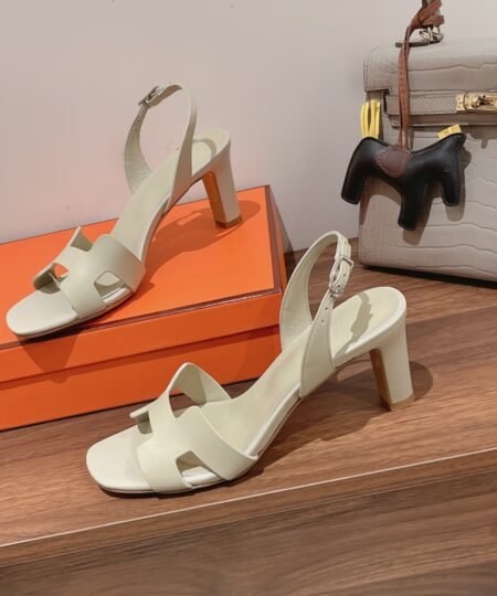 Hermes Eternite Sandal White Grey For Women 2.7in/7cm