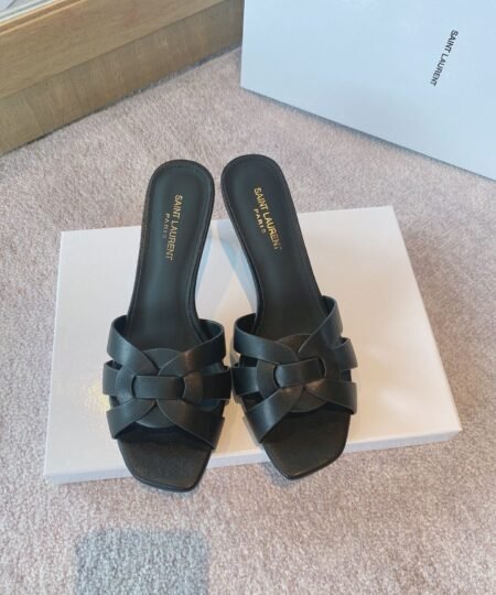 Saint Laurent Women's Tribute Heeled Mules Black For Women YSL 650986DWE001000