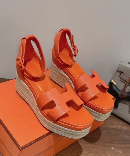 Hermes Doll 40 Espadrilles Orange For Women 1.6in/4cm