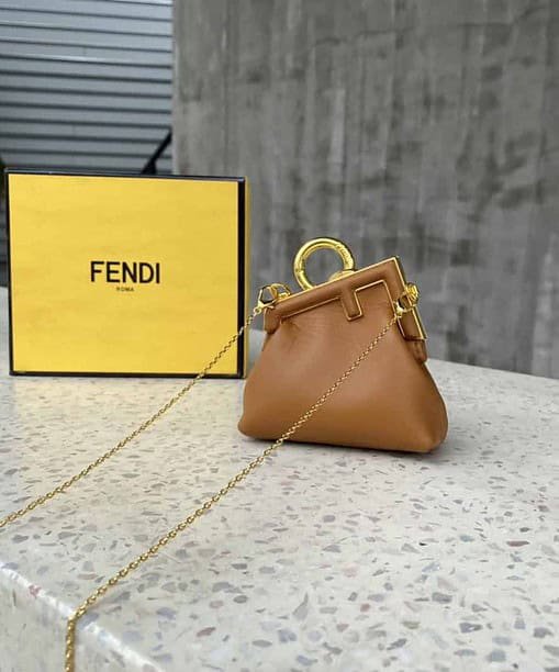 Fendi Nano First Charm Brown Bag For Woman 10cm/4in