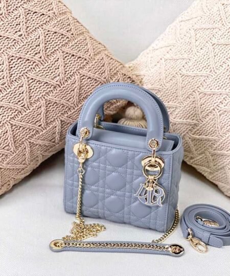 Christian Dior Mini Lady Dior Bag Blue For Women 6.5in/17cm CD M0505SLOI