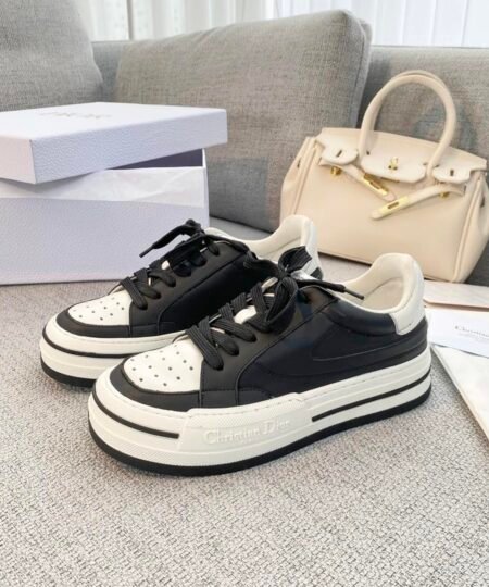 Alternative view of Dior CD D-Freeway Vitello Sneakers White And Black For Women
