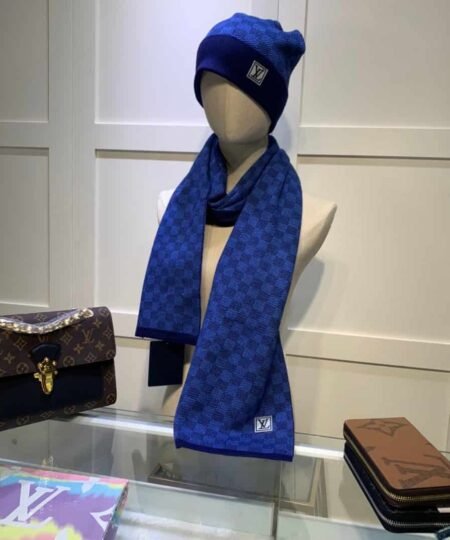 Louis Vuitton Beanie & Scarf Set In Blue