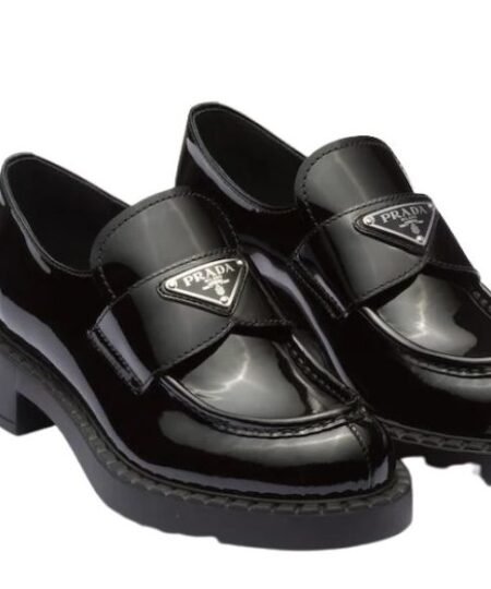 Prada Chocolate Patent Loafers Black For Women 1.9 in/ 5cm 1D246M_JHR_F0002_F_B050