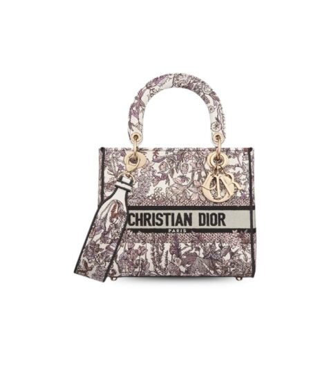 Christian Dior Medium Lady D-Lite Bag White For Women 9.5in/24cm M0565OEBU_M20E