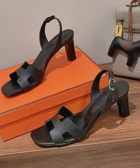 Hermes Eternite Sandal Noir For Women 2.7in/7cm H222275Z 02375