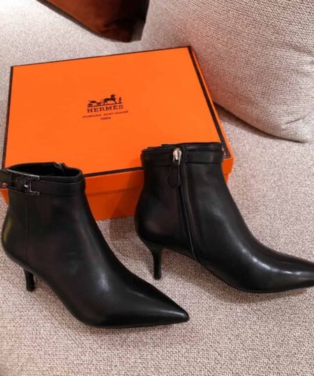 Hermes Blanche Ankle Boots Black For Women 2.4in/6cm