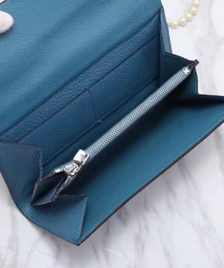 Alternative view of Hermes Constance Togo Long Wallet 20cm/7.9in Silver Toned Hardware For Women Blue