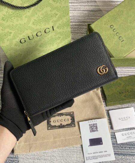Gucci Ophidia GG Zip Around Wallet With Metal Hardware Black For Men 7.5in/19cm GG