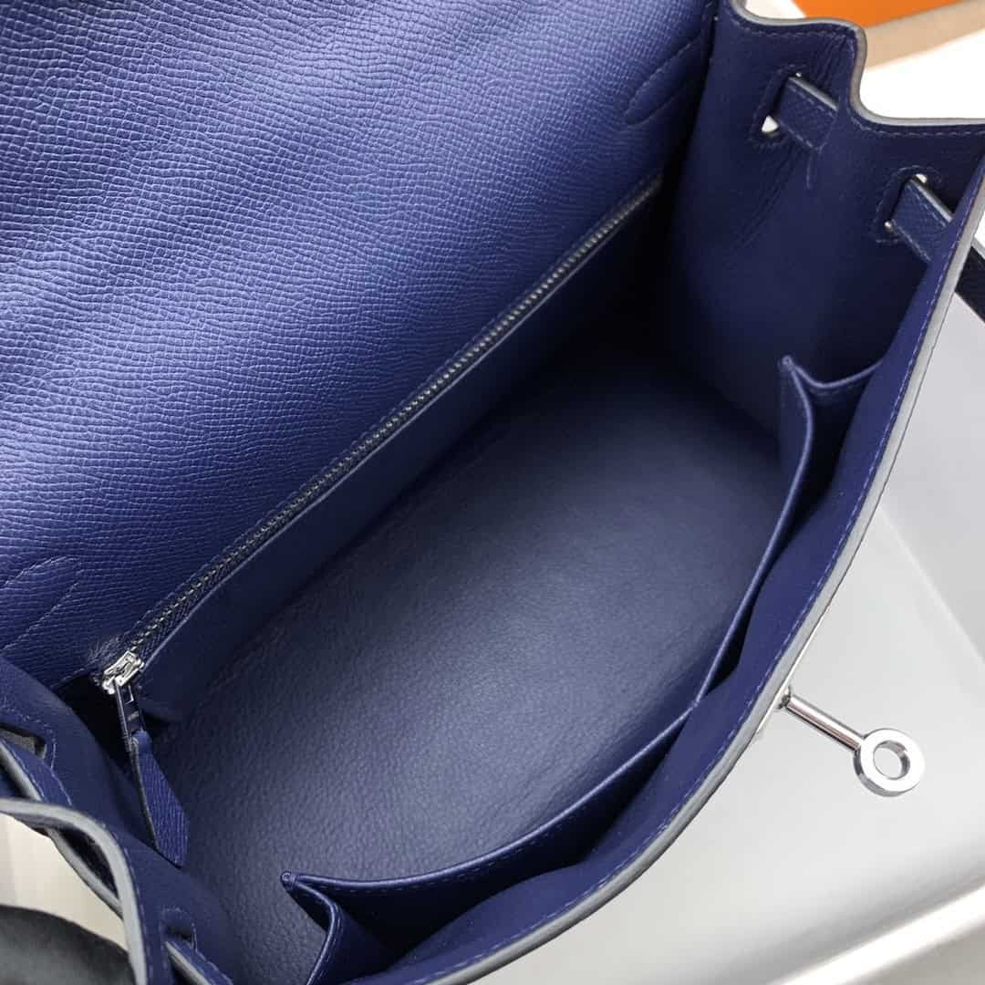 Hermes Kelly 28 Sellier Epsom Blue Bag For Women, Women's Handbags, Shoulder Bags 11in/28cm - Image 3