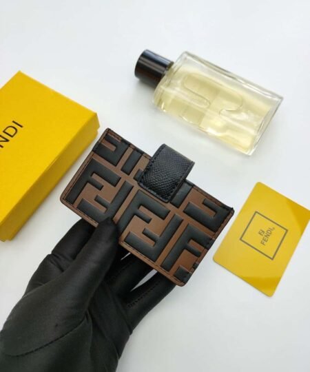 Alternative view of Fendi Card Holder Brown With Black Gusseted Card Holder For Men 4in/10cm FF