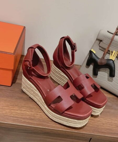 Hermes Doll 40 Espadrilles Red For Women 1.6in/4cm