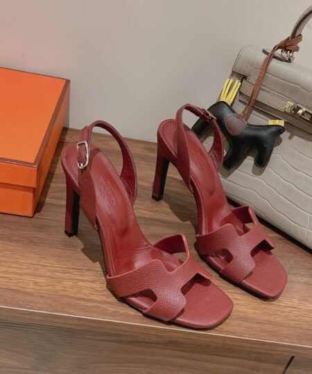 Hermes Ella Sandal Dark Red For Women 4.1in/10.5cm