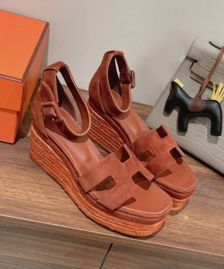 Hermes Doll 40 Espadrilles Dark Brown For Women 1.6in/4cm