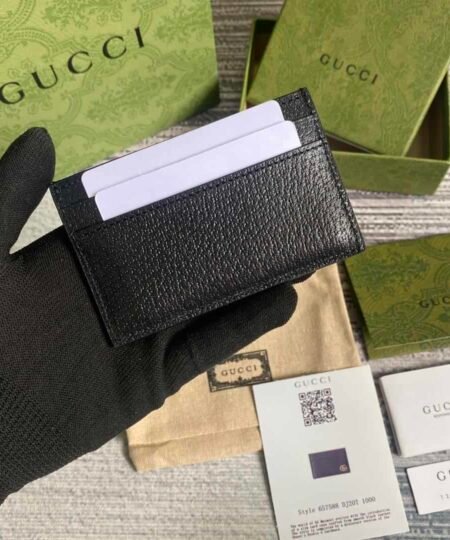 Alternative view of Gucci GG Marmont Card Case Black Gold Toned Hardware For Men 4in/10cm 657588 DJ20T 1000