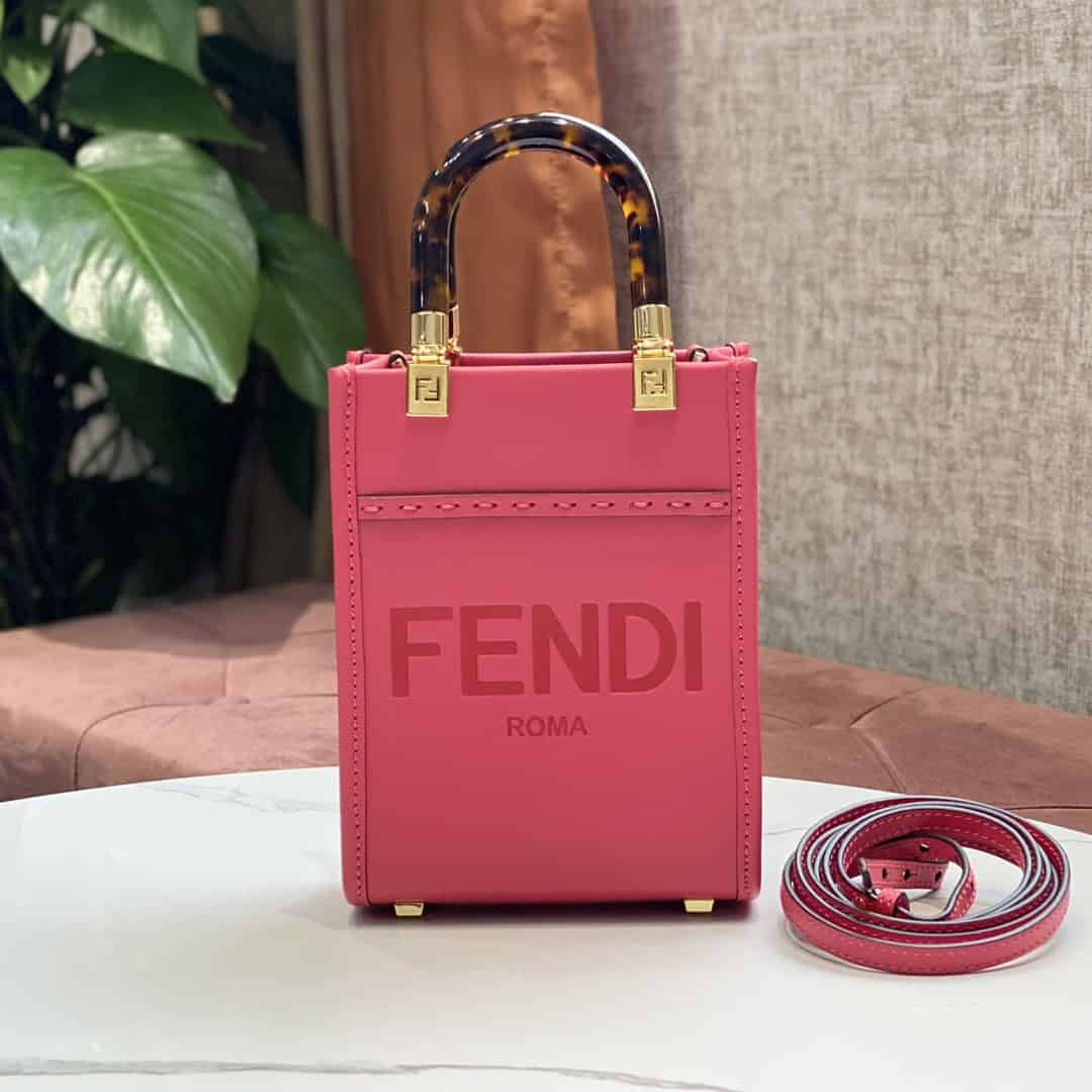 Fendi FD Sunshine Mini Shopper Bag Pink For Women 7.1 in/ 18 cm 8BS051ABVLF1HB7 - Image 2