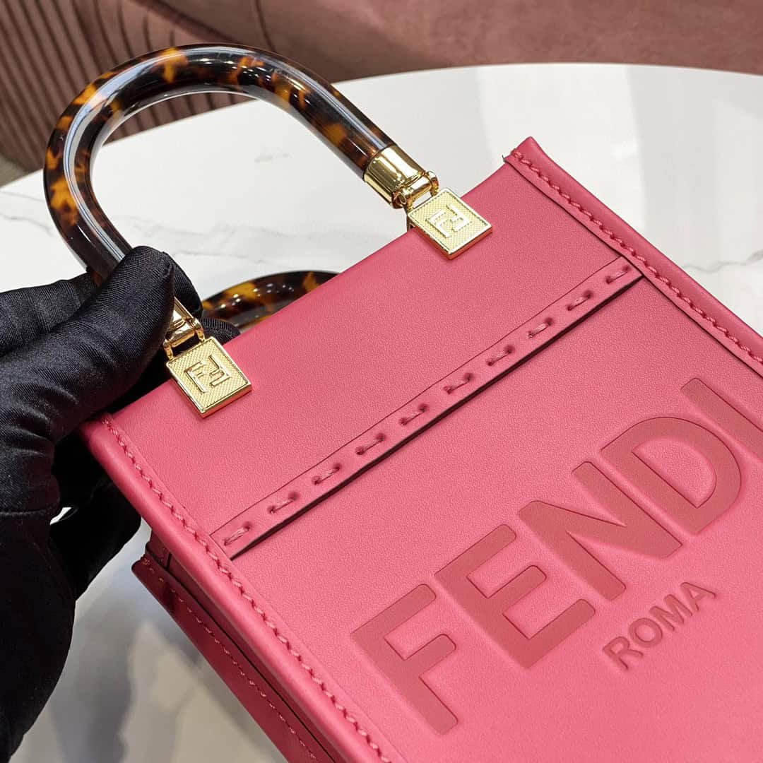 Fendi FD Sunshine Mini Shopper Bag Pink For Women 7.1 in/ 18 cm 8BS051ABVLF1HB7 - Image 7