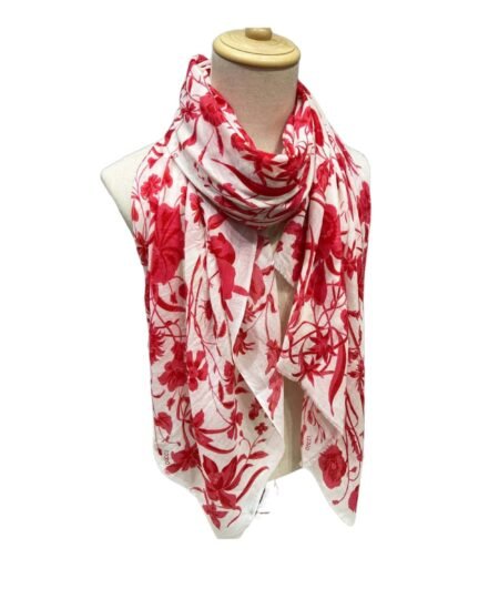 Gucci GG Garden Flower Long Scarf Red 200cm/79in For Women
