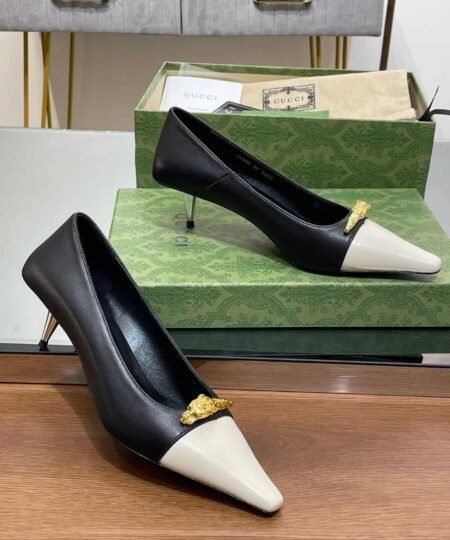 Alternative view of Gucci Gg Two-Tone Mid-Heel Pump White And Black For Women