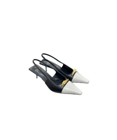 Gucci Gg Two-Tone Slingback Mid-Heel Pump White And Black For Women