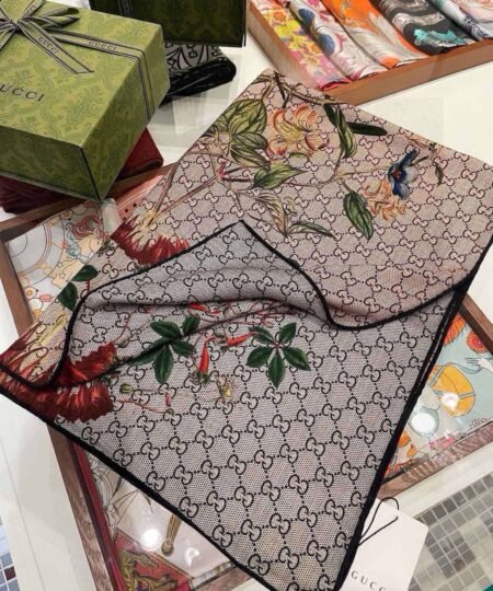 Alternative view of Gucci Floral Cashmere Monogram Scarf 180cm/71in For Women