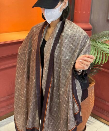 Alternative view of Gucci Saddle Silver Ribbon Scarf Brown 200cm/79in For Women