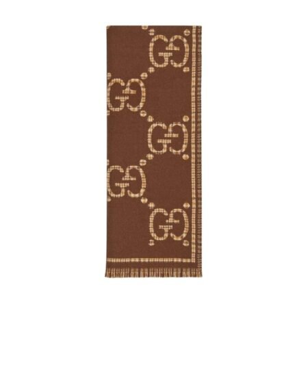 Gucci GG Wool Scarf Brown And Beige 180cm/71in For Women - 660025 4G386 2579