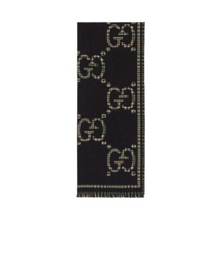 Gucci Check GG Wool Scarf Black And Multicolor 180cm/71in For Women - 660025 4G386 1066