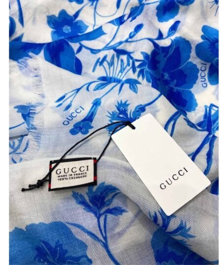 Alternative view of Gucci GG Garden Flower Long Scarf Blue 200cm/79in For Women