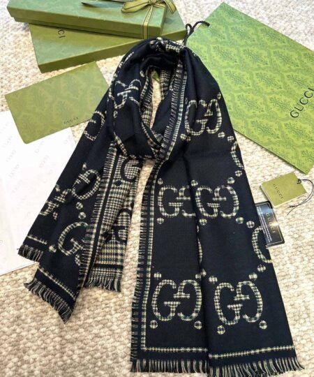 Alternative view of Gucci Check GG Wool Scarf Black And Multicolor 180cm/71in For Women - 660025 4G386 1066