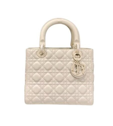 Christian Dior Medium Lady Dior Bag White For Women 9.5in/24cm