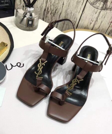 Saint Laurent Women's Cassandra Heeled Sandals Brown For Women YSL 658198DWETT6023