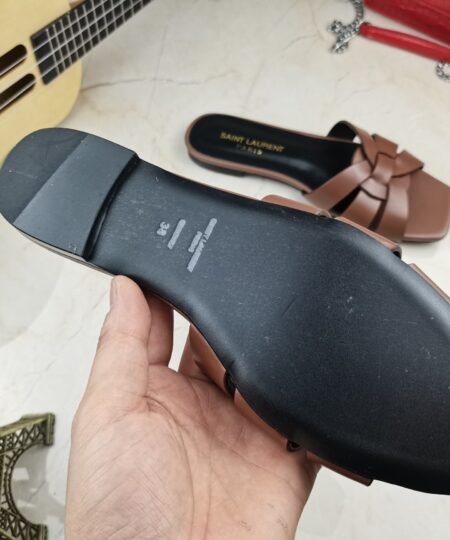 Alternative view of Saint Laurent Women's Tribute Flat Mules Brown For Women YSL