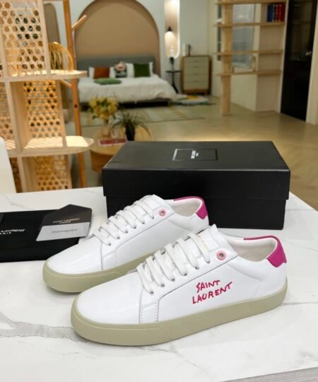 Saint Laurent Women's Court Classic Sl/06 Embroidered Sneakers Pink For Women YSL