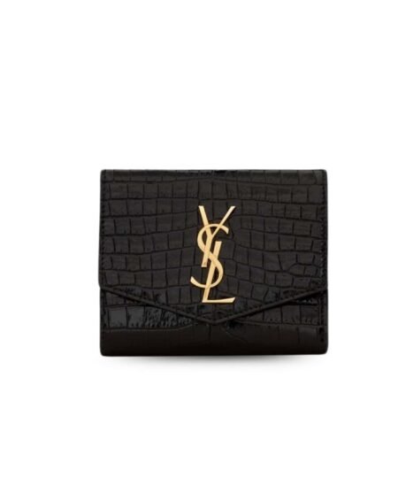 Saint Laurent Uptown Compact Wallet Black For Women 4.7in/12cm 582296DND1J1000 YSL