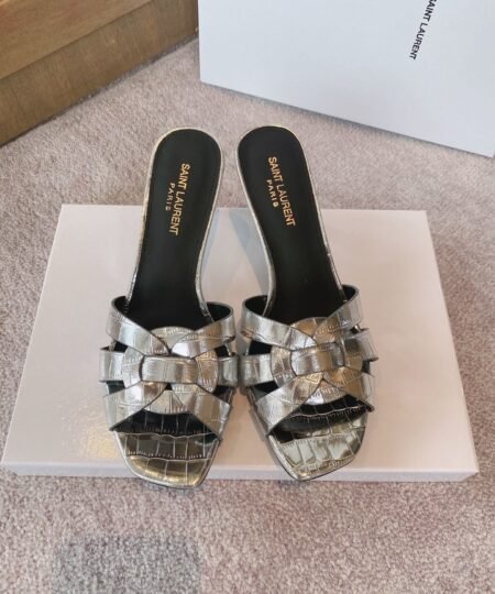 Alternative view of Saint Laurent Women's Tribute Heeled Mules Sliver For Women YSL