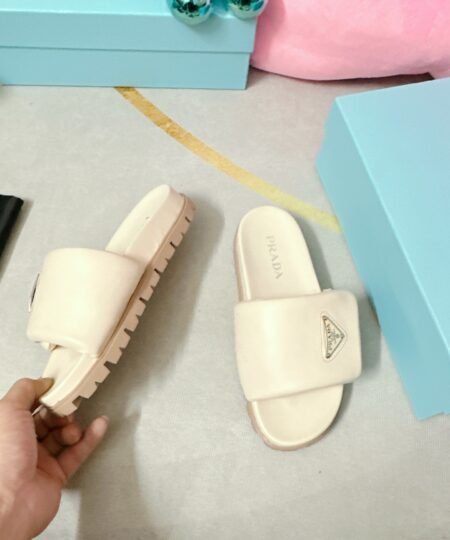 Alternative view of Prada Soft Padded Nappa Slides Light Beige For Women 0.8 in/ 2cm