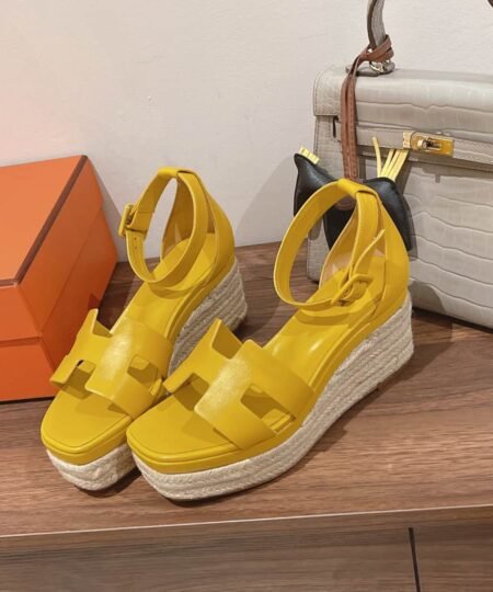 Hermes Doll 40 Espadrilles Yellow For Women 1.6in/4cm