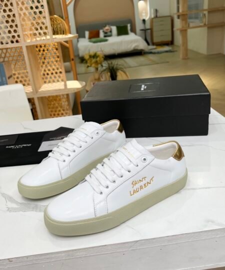 Saint Laurent Women's Court Classic Sl/06 Embroidered Sneakers Yellow For Women YSL