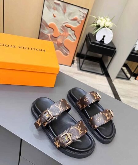 Louis Vuitton Women's Bom Dia Flat Mule Brown For Women LV 1A3R5O