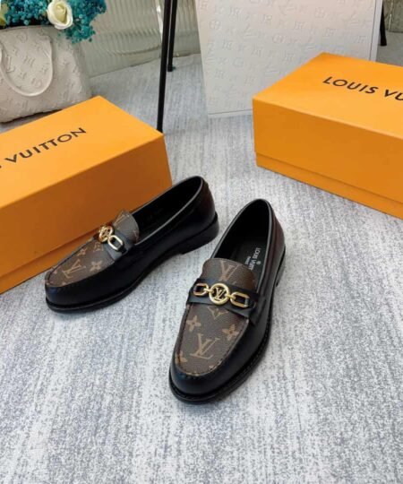 Louis Vuitton Women's Chess Flat Loafe Black And Brown For Women LV