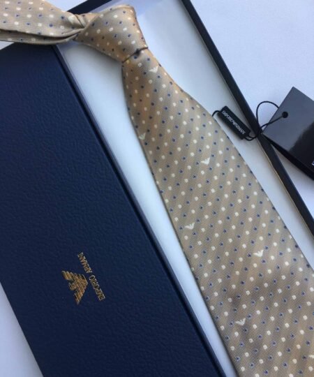 Alternative view of Armani Silk Tie With Geometric Motif Pale Brown Armani Men Tie