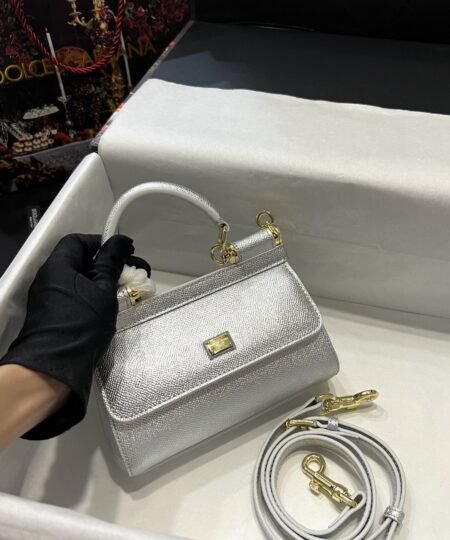Alternative view of Dolce Gabbana Small Sicily Bag In Dauphine Silver For Women 7.5in/19cm DG