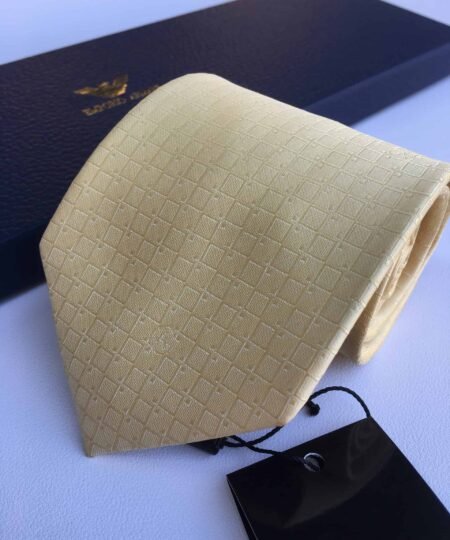 Alternative view of Armani Silk Tie With Geometric Motif Yellow Armani Men Tie