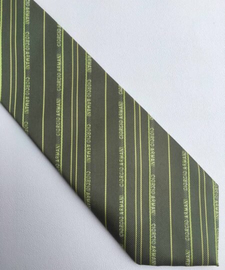 Alternative view of Armani Tie With Embroidered Text Dark Green Armani Men Tie