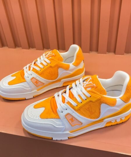 Louis Vuitton Trainer Sneaker White/Orange For Men LV