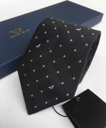 Alternative view of Armani Silk Tie With Checkered Lines Black Armani Men Tie