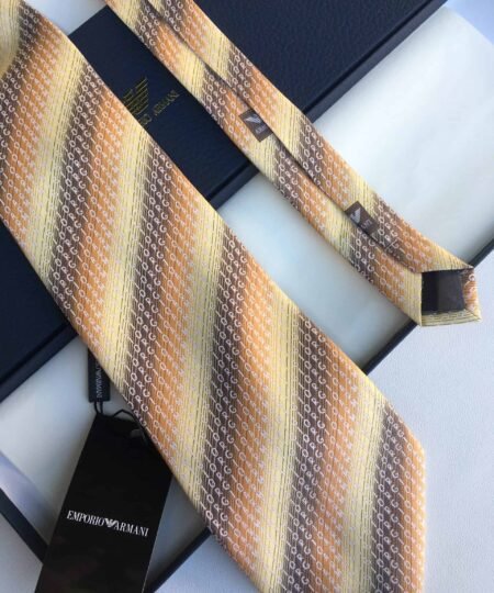 Alternative view of Armani Tie With Embroidered Text Light Orange Armani Men Tie